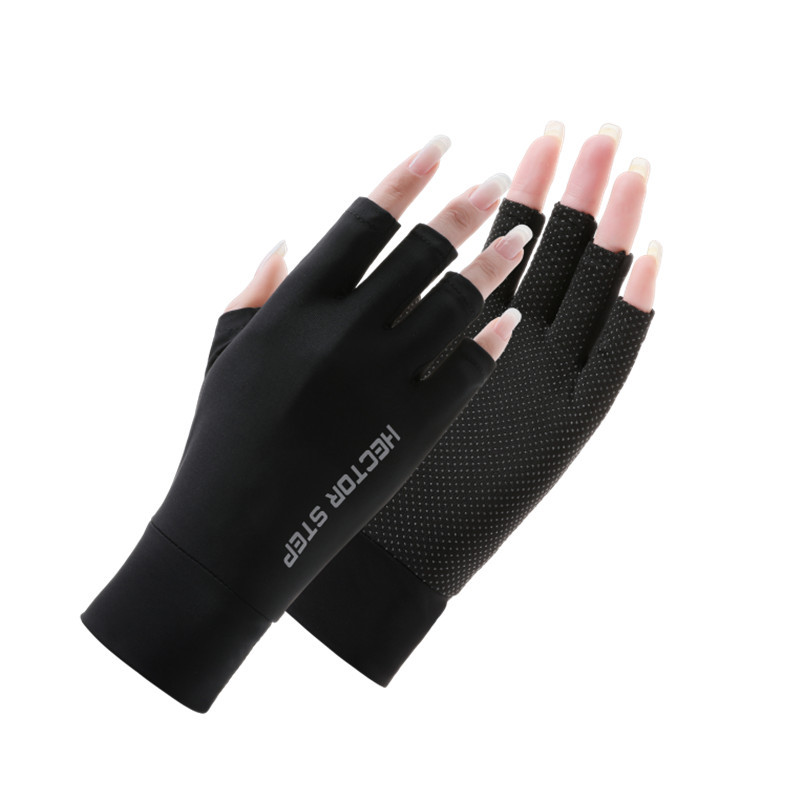 Driving sun protection gloves women's ice silk summer fitness cycling gloves half-finger electric car thin fingerless manicure gloves
