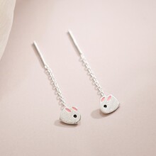 方行萌兔流苏耳线2023年新款潮纯银气质小耳坠女短款小巧兔子耳饰