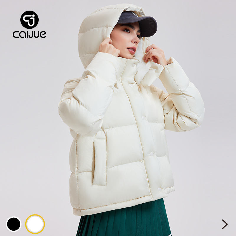 Lu's Winter down Jacket for Women, High-End White Goose Down, Cloud-Like Puff, Outdoor Sports Hooded down Jacket for Women