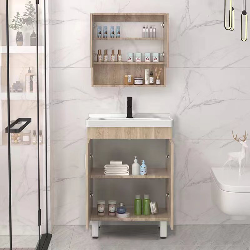 gabinete de baño de madera sólida tipo piso combinación de gabinete de lavabo de cerámica integral lavabo lavabo lavabo inodoro