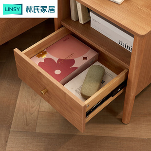 Lin's Home Casual Modern Bedside Table Small 2025 New Bedroom Bedside Cabinet Storage Rack Lin's Wood Industry
