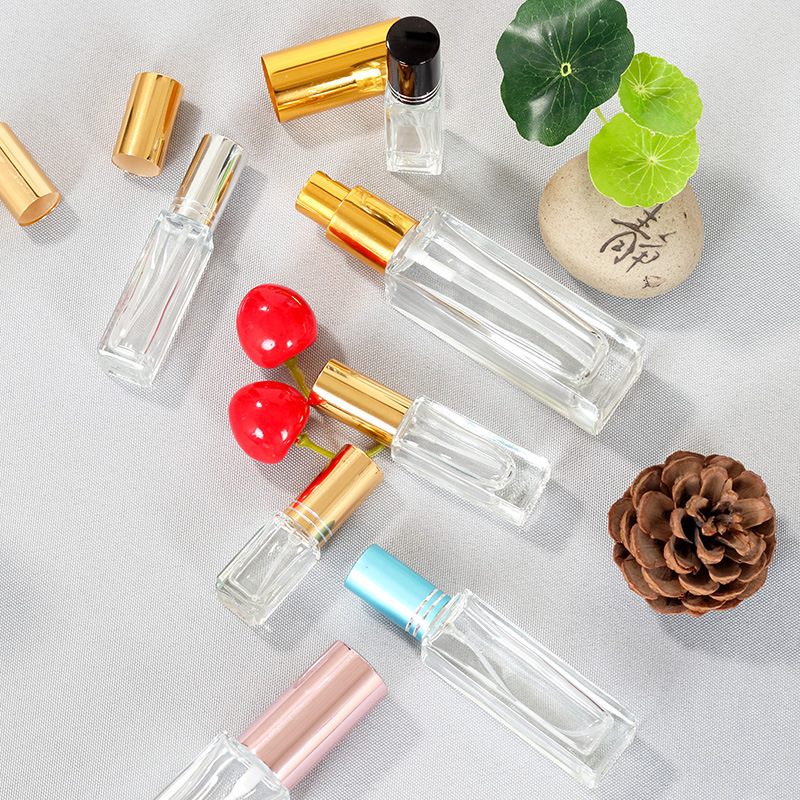 批发零售5ml方形香水瓶 10ml螺口喷雾瓶15ml方形香水分装玻璃空瓶