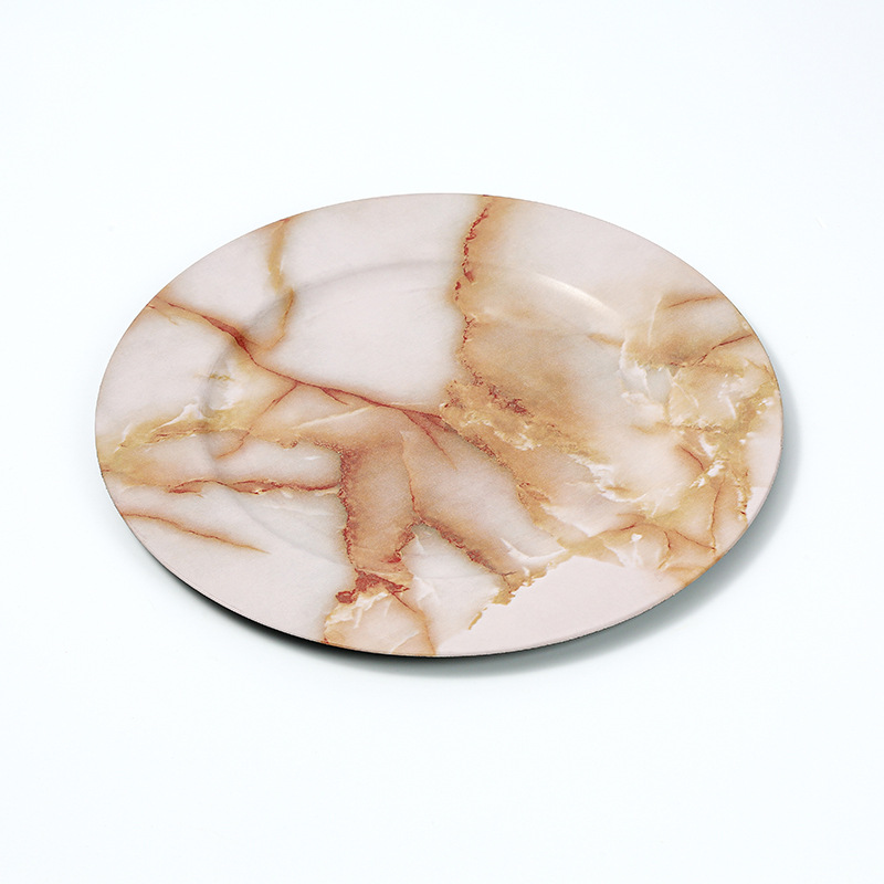 Placas de plástico de decoración de platos de frutas de estilo retro ligero de lujo madera pp material cojín de tazas de mesa de comedor