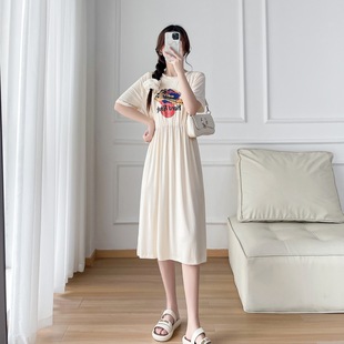 8629#(real shot) summer new waist modal nursing dress