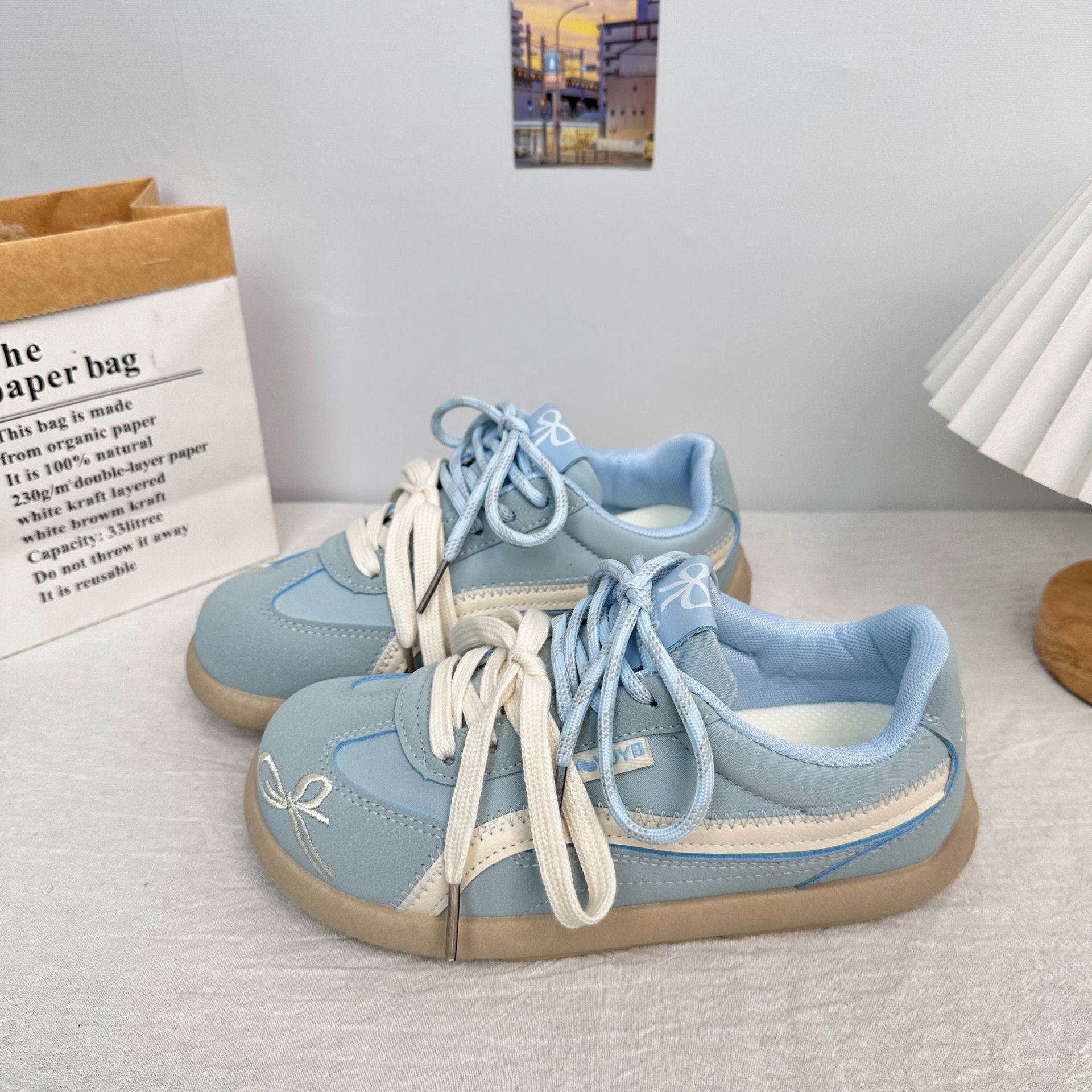 Zapatos de entrenamiento de Yuanbo alemán para mujer, primavera de 2025, nuevas zapatillas deportivas de ocio de cabeza cuadrada de todo fósforo, zapatos Forrest Gump con cordones image 5