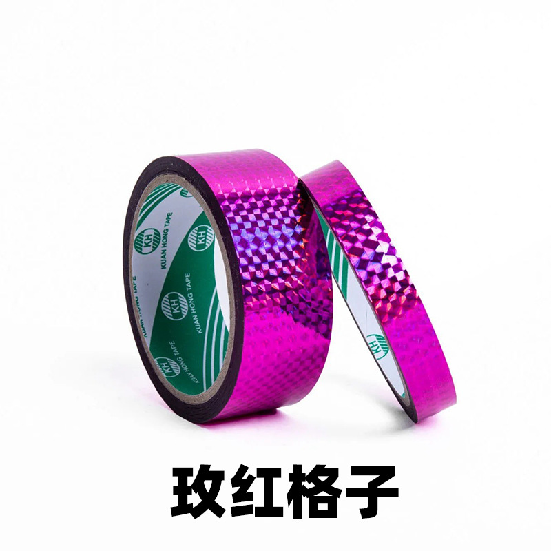 Directo de fábrica cinta de color brillante DIY etiqueta hecha a mano cinta láser de encaje de Oro Plata paquete verde