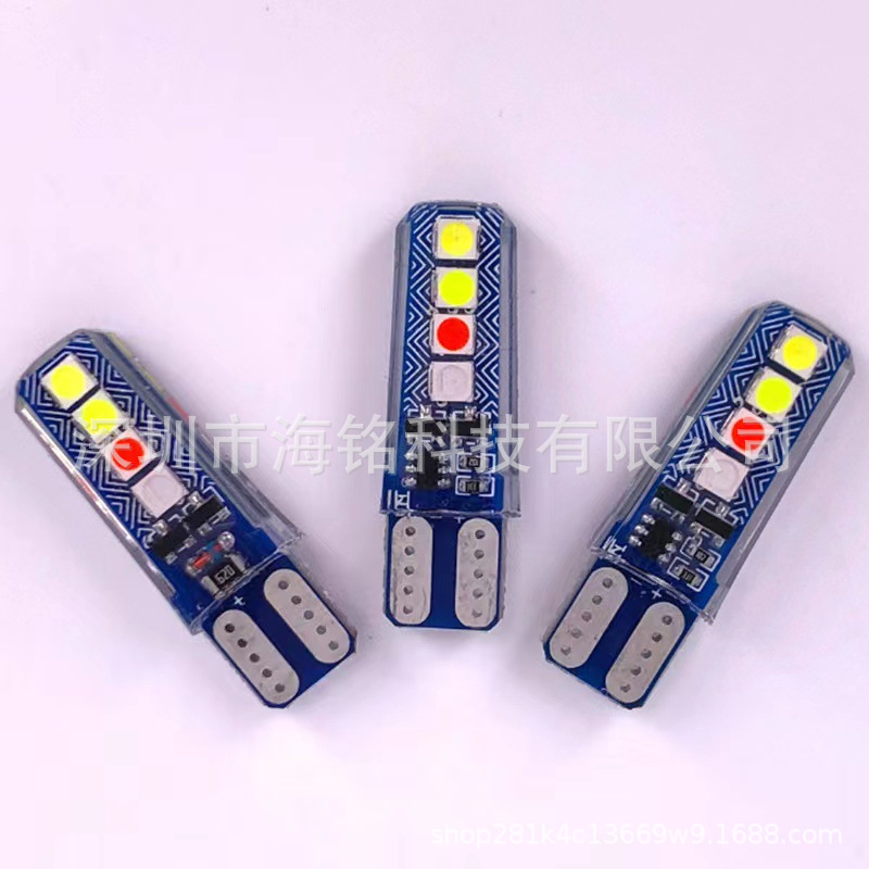 Coche LED silicona T10 luz de cristal 4 colores agua corriente intermitente 3030 8SMD luz de ancho de conducción luz de matrícula
