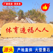 园林景观黄蜡石 福州大型切片石刻字黄水石直发  草坪绿地假山石
