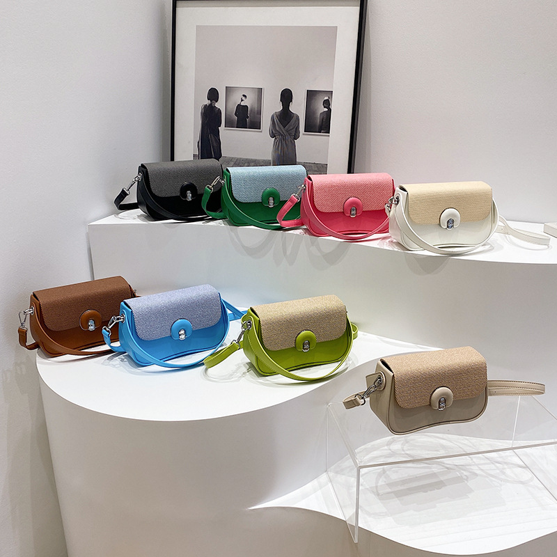 Cross-Border Handbag for Women 2025 Simple and Fashionable Candy Color Lock Shoulder Crossbody Bag Spring and Summer New Box Bag
