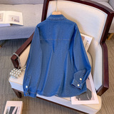 变形策胖妹妹大码牛仔衬衫外套胖mm2025春夏新款正肩上衣宽松显瘦，女装衬衫，变形策服饰