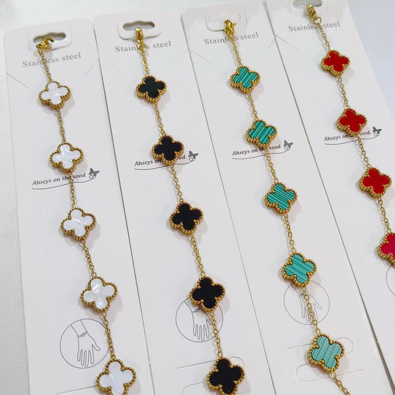 Popular Titanium Steel Bracelet Four-Leaf Clover Fashion Lucky Light Luxury Jewelry Wholesale Factory Chain