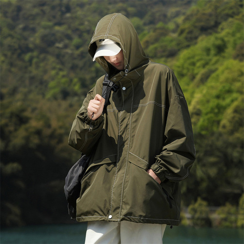 Mountain outdoor jacket men's new autumn hooded jacket windproof and waterproof mountaineering jacket casual jacket men's trend