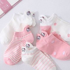 21 New Women's Boat Socks KT Cat Cartoon Three-dimensional Mouth Cute College Style Boat Socks Embroidered Ins Trendy Shallow Mouth Socks