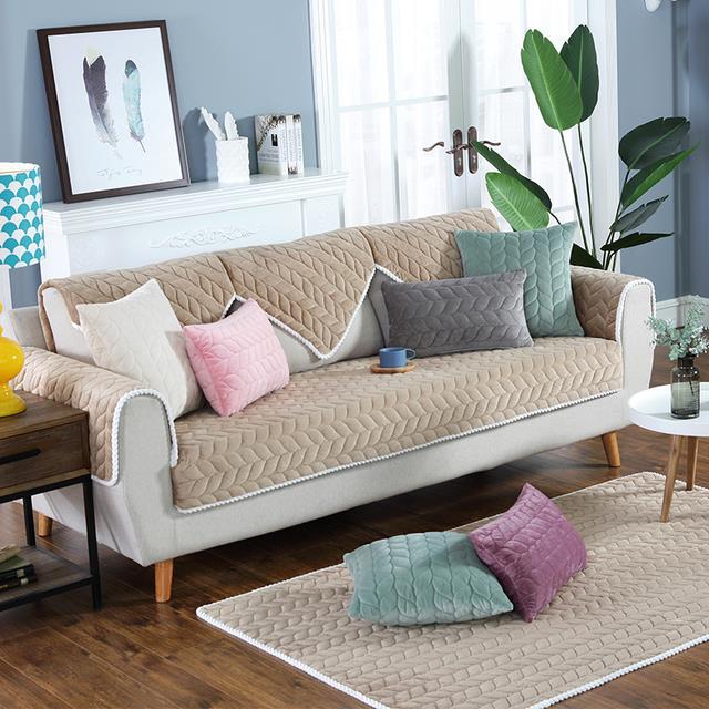 Venta caliente transfronteriza simple moderna sala de estar sofá cojín Comercio exterior antideslizante felpa sofá cubierta toalla cubierta al por mayor