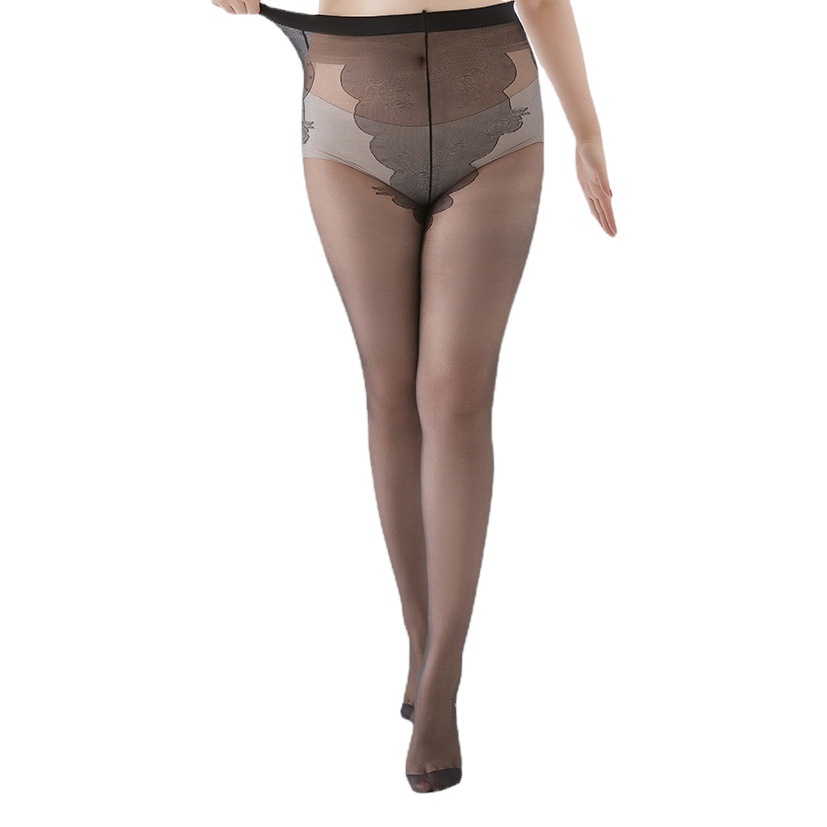 Verano ultrafino con núcleo de grasa de seda mm200kg más medias de tamaño Bikini de las mujeres anti-enganche medias de seda medias negras