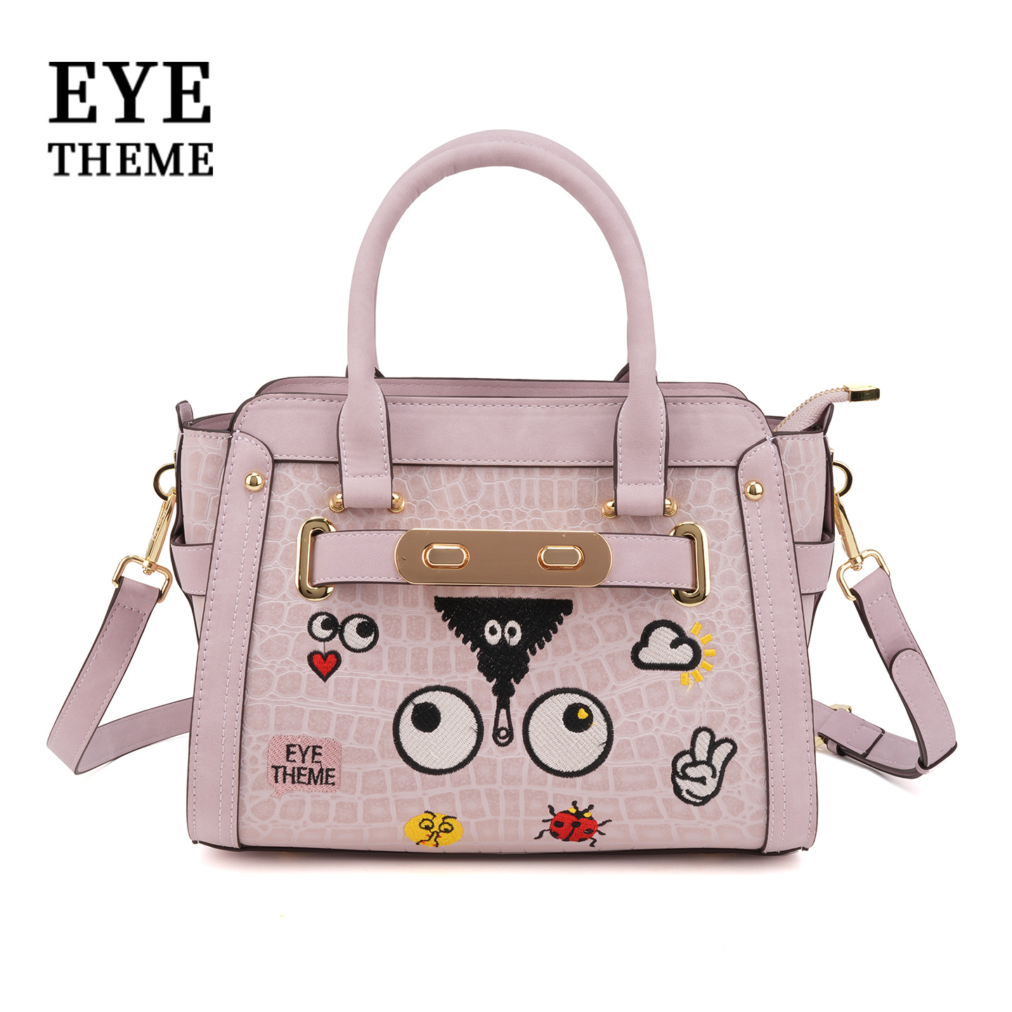 2025 nueva mujer bordado borde de aceite PU bolsas de estilo de invierno otoño ganso alas inclinadas bolsas de mujer de moda 2873 #