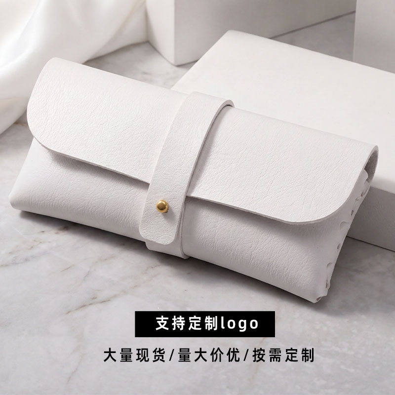 Glasses Case Printable Logo Leather Sunglasses Case High Color Value High Sense Handmade PVC Nail Buckle Portable Sunglasses Case