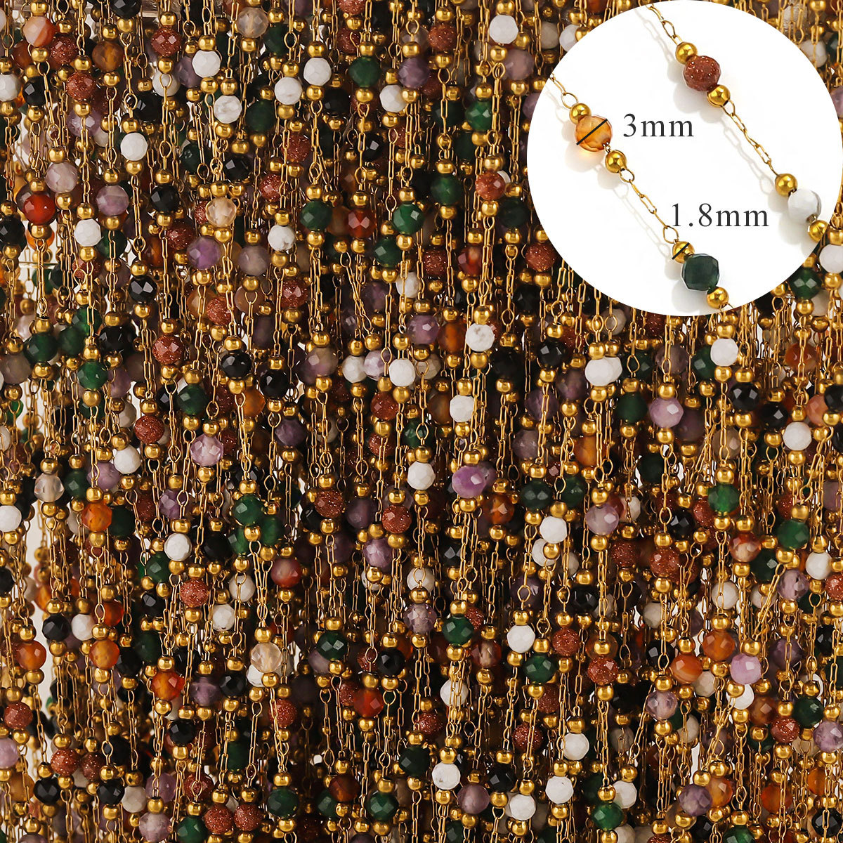 Acero inoxidable chapado de cristal de color cadena de cuentas DIY material hecho a mano collar de pulsera gafas