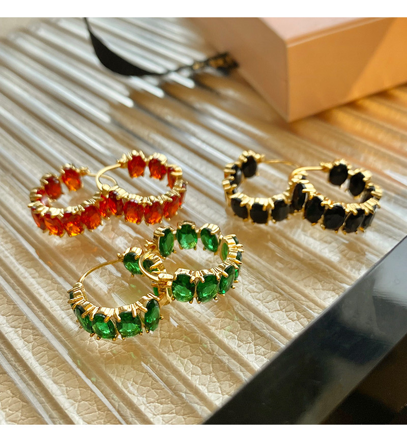 1 Pair Elegant Oval Inlay Copper Zircon Earrings display picture 4