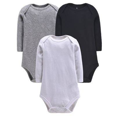 宝宝三角连体棉哈衣 新生儿包屁衣爬行服 婴儿网红长袖四季连身衣|ru