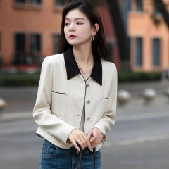 法式翻领小香风外套女小个子春秋款高级感气质洋气2025新品外套
