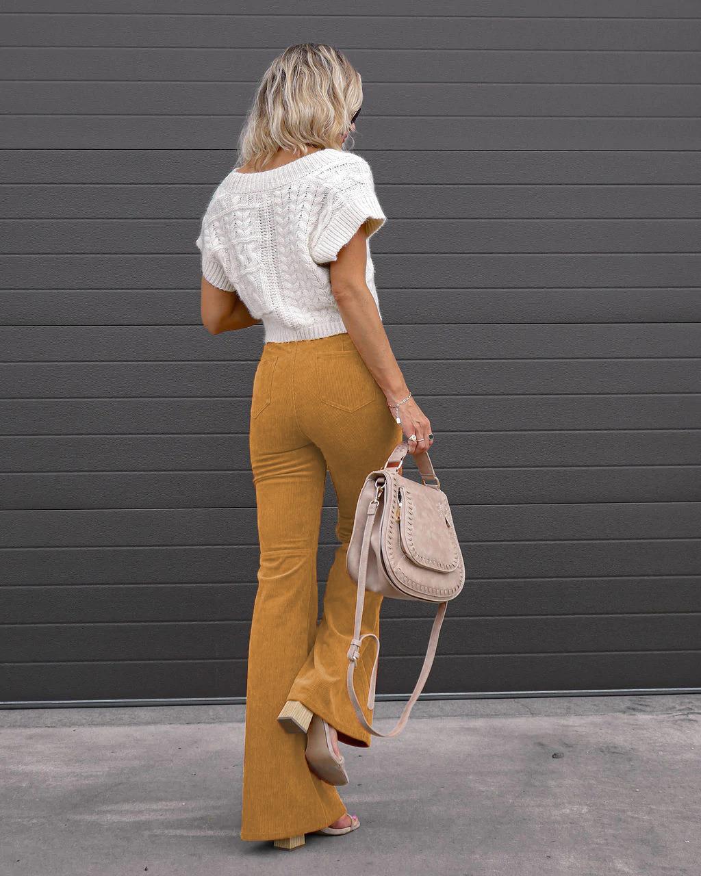 Women's Daily Street Simple Style Solid Color Full Length Pocket Flared Pants display picture 13