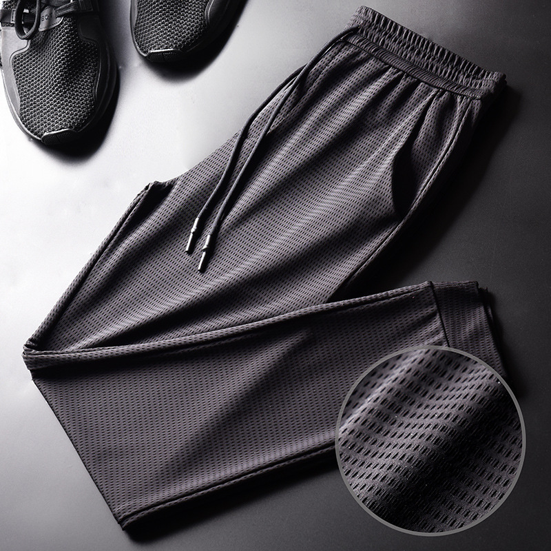 Summer Ice Silk Men's Sports Casual Pants Thin Quick-Dry Long Pants Loose Air Conditioning Pants Cropped Mesh Long Pants Stretch Summer Ice Silk Men's Sports Casual Pants Thin Quick-Dry Long Pants Loose Air Conditioning Pants Cropped Mesh Long Pants Stretch