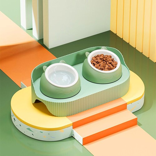 Factory direct sales pet cat bowl ceramic food bowl to protect cervical spine grain bowl food bowl slant mouth food bowl cat high-legged double bowl