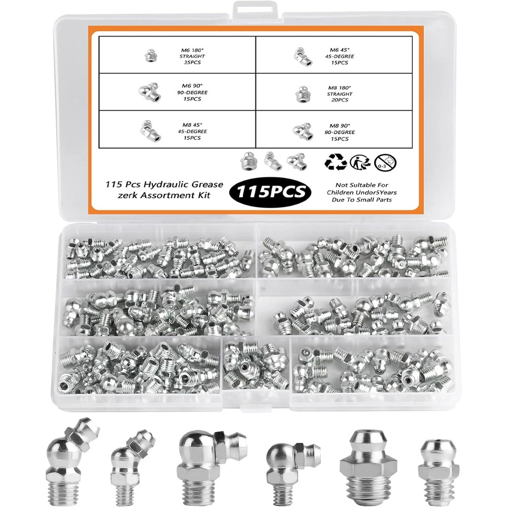 60 шт.-115 шт., набор насадок для смазки, аксессуары для пистолета для смазки, прямая изогнутая насадка для смазки, никелированная масляная насадка M6M8M10