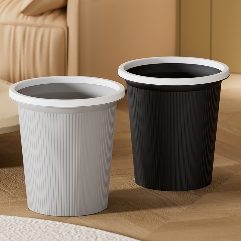 Thickened Household Trash Can with a Stylish Design, Large Capacity Trash Bin for Kitchen and Bathroom, Large Plastic Waste Basket