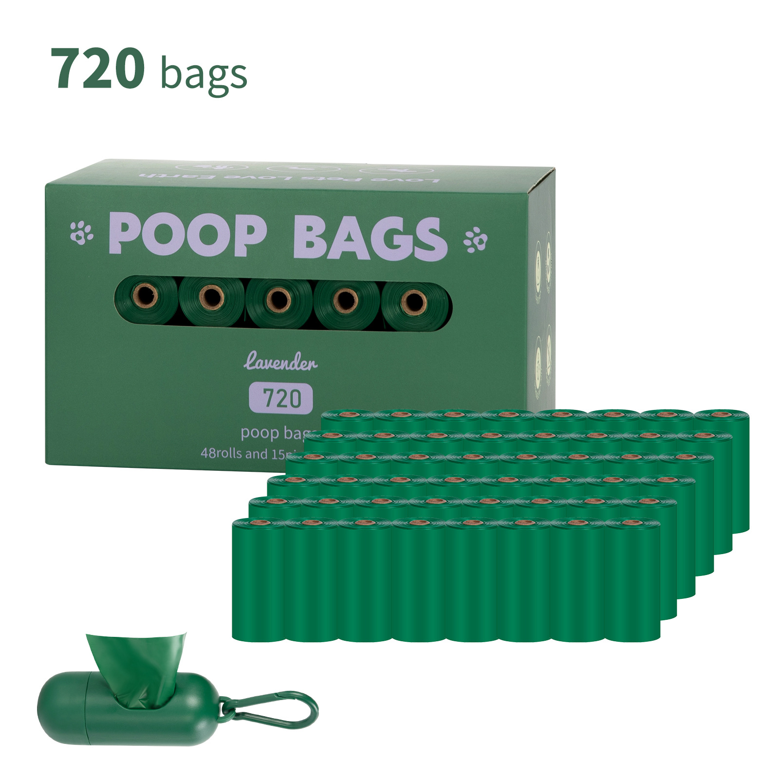 Nueva bolsa de mierda degradable ecológica para perros, bolsa de heces portátil, dispensador de clip de manos libres, bolsa de basura para mascotas