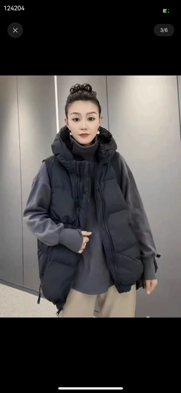 Velvet vest with down, down jacket, hoody, tank top, duck down, Korean style, oversize