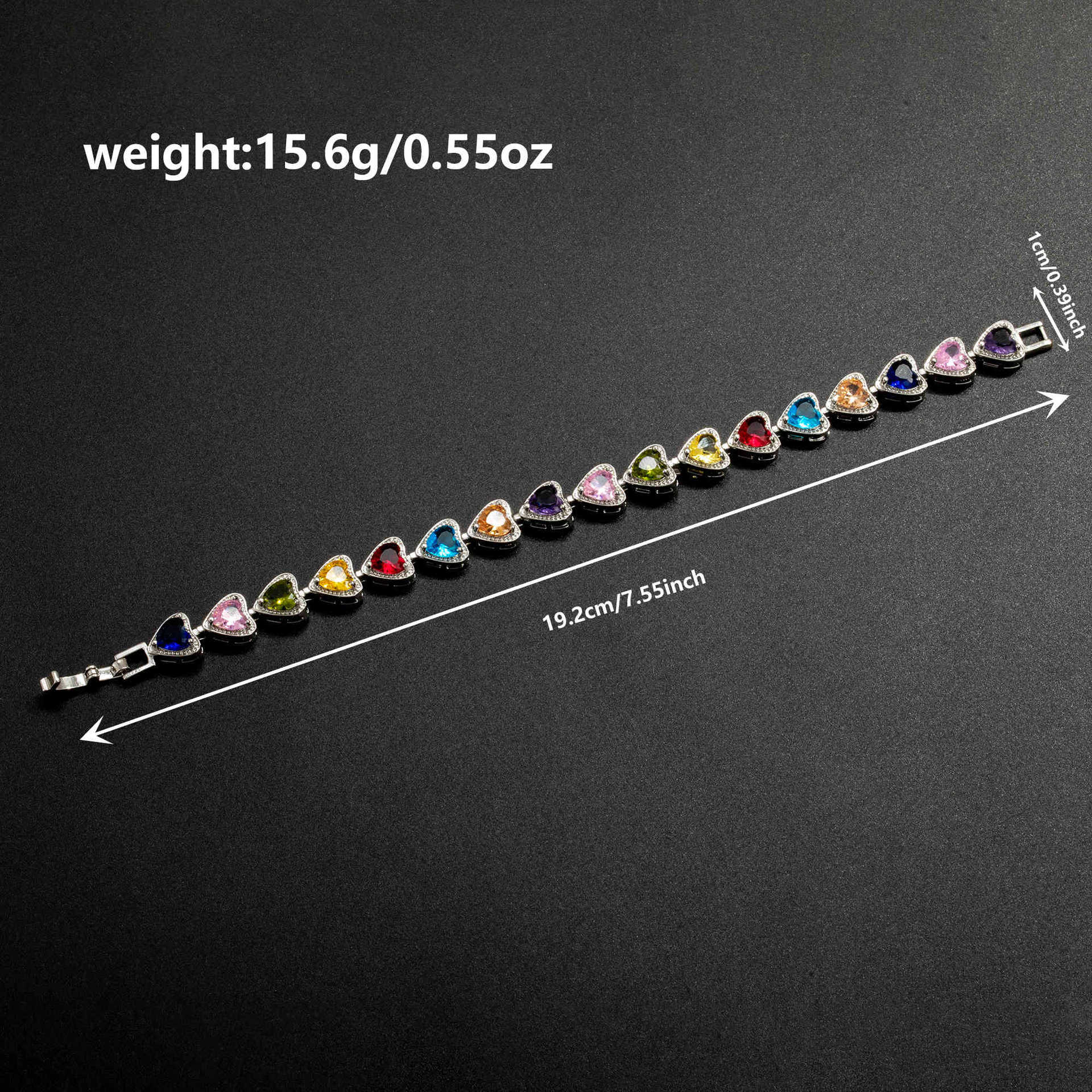 Retro Triangular Colored Crystal Luxury Bracelet Elegant Sophisticated Style Jewelry Accessory_voghion.com