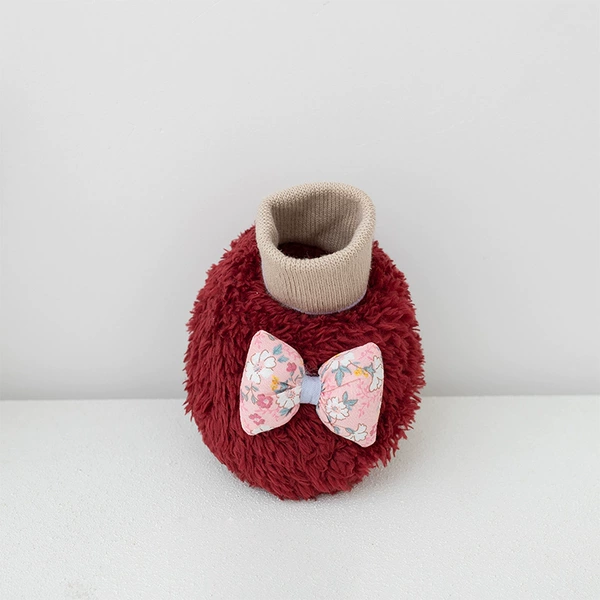 With bow, burgundy