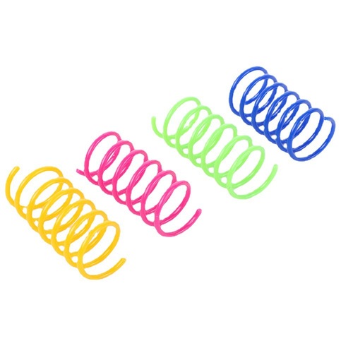 Pet Cat Self-Entertaining Toy Plastic Colorful Spring Bouncing Cat Toy Cat Rainbow Spring Four-Piece Set