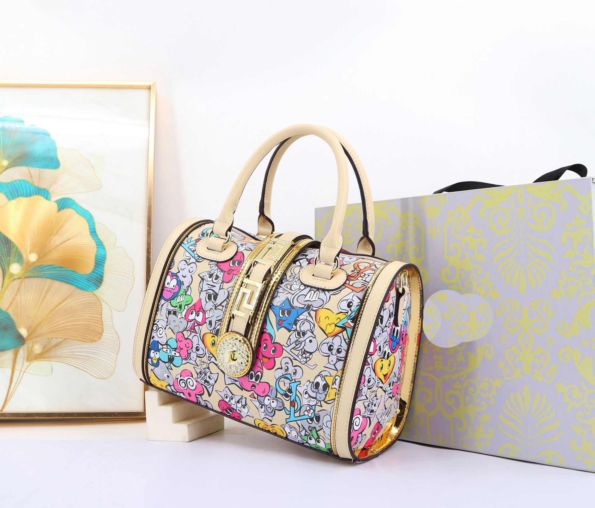 Bolso de Mujer Popular Transfronterizo Estampado, Bolso de Diseñador Texturizado, Bolso Tipo Almohada Laberinto, Bolso de Mano para Mujer