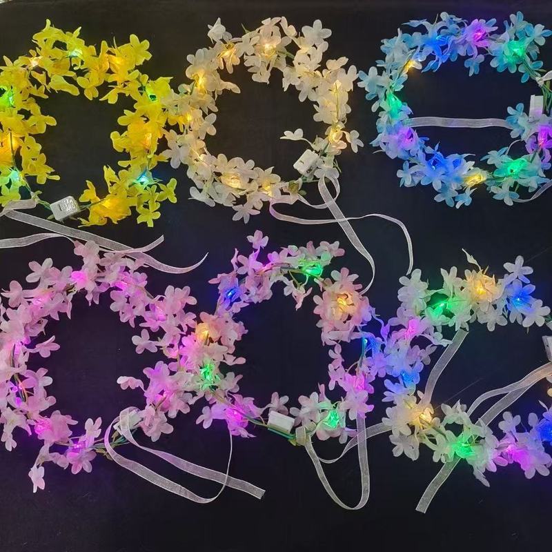 新しいライラックの花発光ベールインターネット有名人の製品写真小道具花輪頭飾り弓ナイトマーケット景勝地ホットセール|undefined