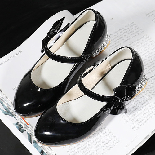 Children's High Heels Girls' Princess Single Shoes Formal Shoes Performance Shoes Kids Crystal Shoes Little Girls  New Arrival
