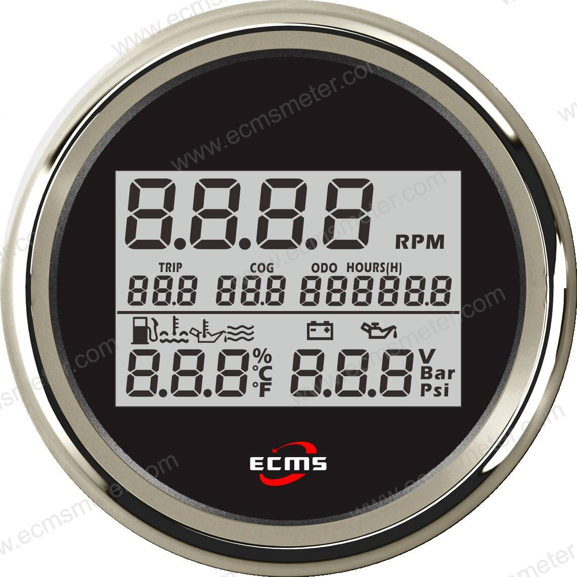 ECP 船舶车用多功能转速表 油位水位水温油压电压功能可选