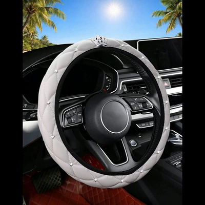 Popular Cross-Border Crown Car Steering wheel cover - white-38cm