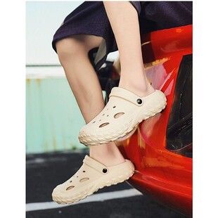 Men's Popular Outdoor Clogs with Thick Soles, Comfortable and Durable Tire Soles, Beach Sports, Non-Slip, Odor-Resistant, Closed-Toe