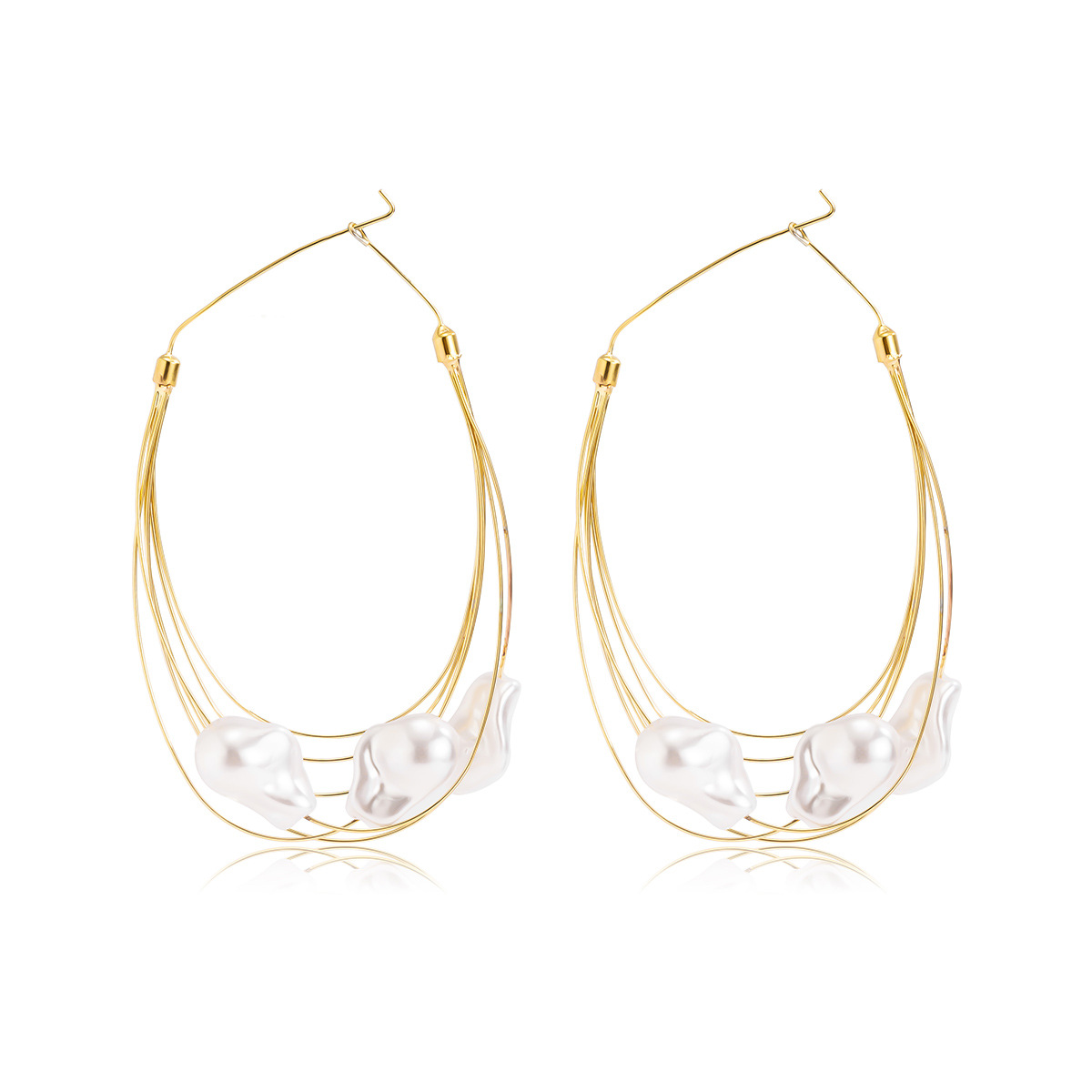 Elegant Geometric Clip Earrings Handmade Unique Multilayered_voghion.com