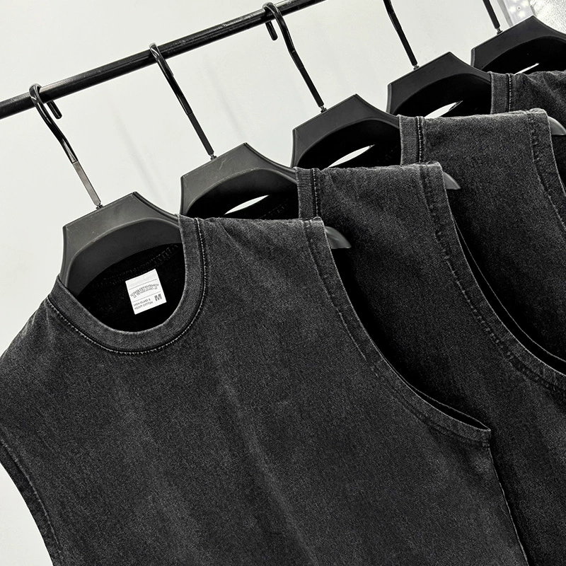 Retro vest sleevless, solid T-shirt, American style, plus size