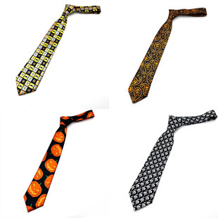 Cross-Border Temu Xiyin Aliexpress 8cm Wide Men's Foreign Halloween Ghost Festival Decoration Dress Tie