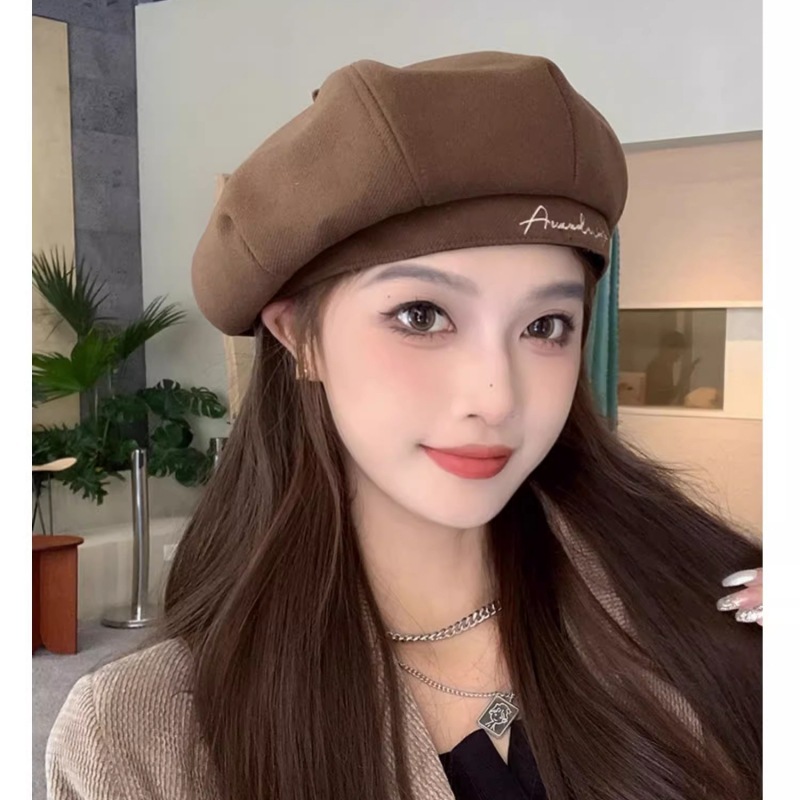 Otoño y invierno nuevos productos de lana Boina estilo británico pintor sombrero retro versátil cara pequeña boina sombrero para hombres y mujeres