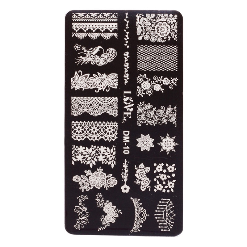 2022 nueva impresión de transferencia de Arte de uñas placa de acero impresión rectangular placa de acero de impresión de transferencia de aceite Tablero de dibujo en color de película Azul serie DM