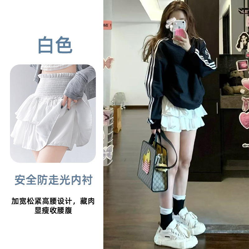 白色蓬蓬短裙女夏季2025新款甜美芭蕾蛋糕裙高腰显瘦a字半身裙裤|undefined