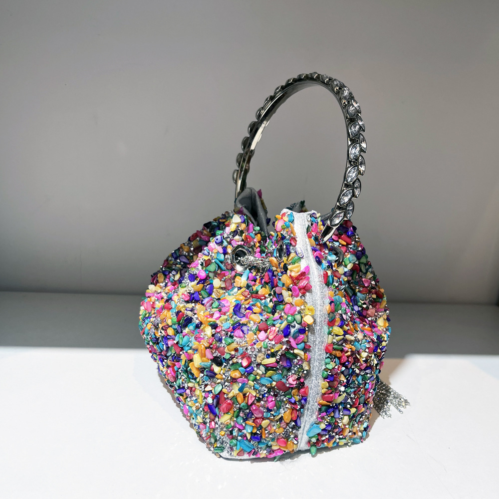 487g Weight String Closure Type Top Handle Strap Type Bucket Bag Bags Type Holiday, Shopping Occasion Polyester Material Solid Color Pattern All Seasons Season Women's Gender Streetwear Style Bucket Shape Medium Size Women's Medium Polyester Solid Color Streetwear Bucket String Bucket Bag 2