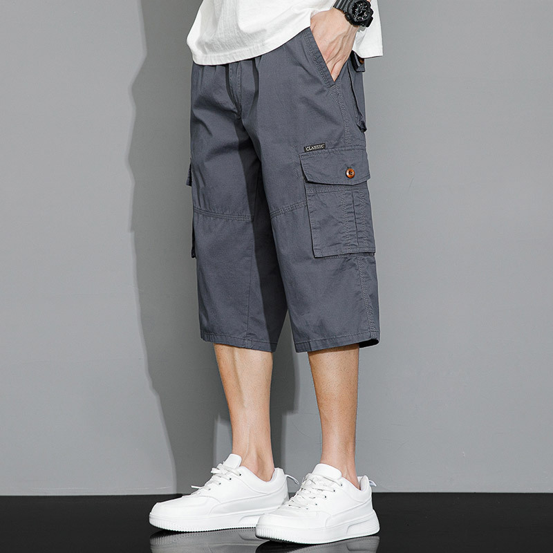 Summer Capri Pants Men's New Youth Sports Casual Shorts Cotton 100 Loose Waist Men's All-match Pants