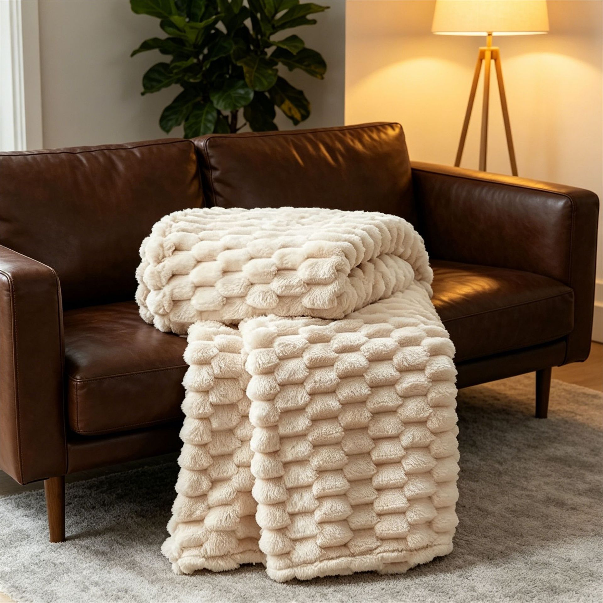 Manta Tejida Térmica para Siesta Jacquard 3D de Poliéster y Franela para Oficina y Dormitorio